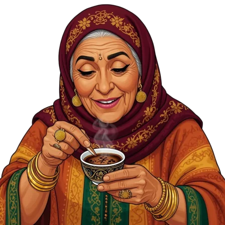 Zara, the fortune teller, reading a Turkish coffee cup